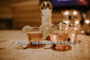 4、茅臺(tái)鎮(zhèn)酒廠銷量或者規(guī)模前十名有哪些酒廠？