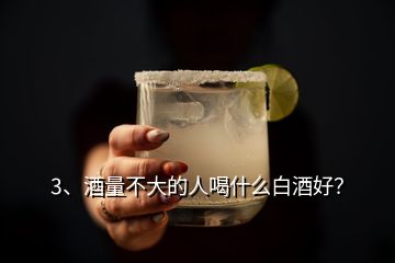 3、酒量不大的人喝什么白酒好？