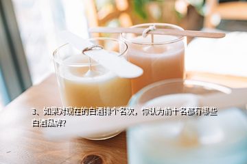 3、如果對現(xiàn)在的白酒排個名次，你認為前十名都有哪些白酒品牌？