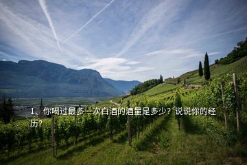 1、你喝過最多一次白酒的酒量是多少？說說你的經(jīng)歷？