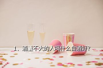1、酒量不大的人喝什么白酒好？