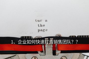 1、企業(yè)如何快速打造銷售團(tuán)隊(duì)？？