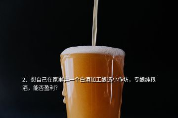 2、想自己在家里弄一個(gè)白酒加工釀造小作坊，專(zhuān)釀純糧酒，能否盈利？