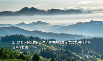 2、熱烈慶祝藍(lán)象原漿啤酒在中國權(quán)威媒體CCTV央視多頻道同時推出？