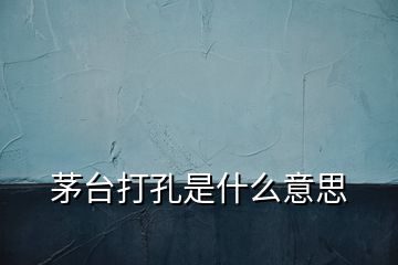 茅臺打孔是什么意思