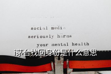 i茅臺找回身份是什么意思