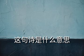 這句詩是什么意思