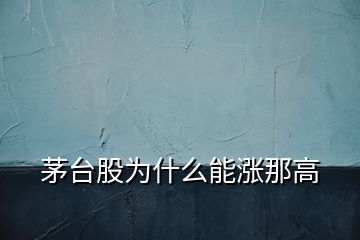 茅臺(tái)股為什么能漲那高