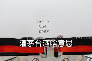 灌茅臺(tái)酒啥意思