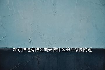 北京恒通有限公司是做什么的在梨園附近