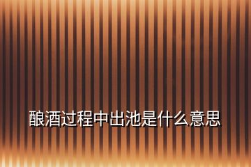 釀酒過程中出池是什么意思