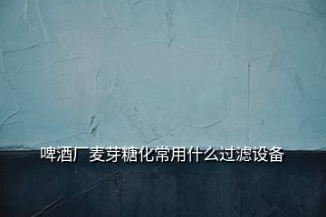 啤酒廠麥芽糖化常用什么過濾設備