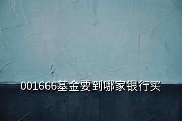 001666基金要到哪家銀行買