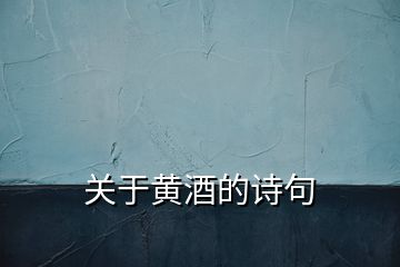 關(guān)于黃酒的詩句