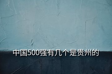 中國(guó)500強(qiáng)有幾個(gè)是貴州的