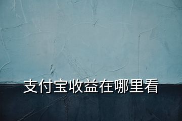 支付寶收益在哪里看