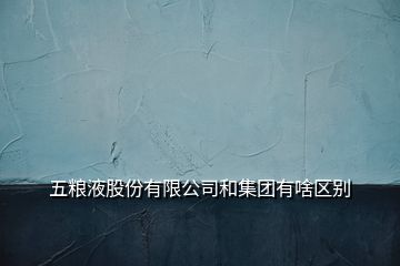 五糧液股份有限公司和集團有啥區(qū)別