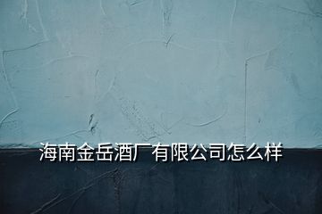 海南金岳酒廠有限公司怎么樣