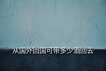 從國(guó)外回國(guó)可帶多少酒回去