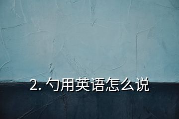 2. 勺用英語怎么說