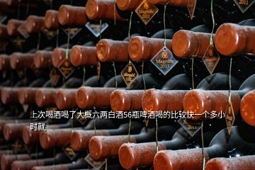 上次喝酒喝了大概六兩白酒56瓶啤酒喝的比較快一個(gè)多小時(shí)就