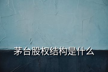 茅臺股權結(jié)構(gòu)是什么