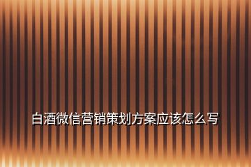 白酒微信營銷策劃方案應(yīng)該怎么寫