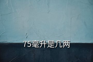 75毫升是幾兩