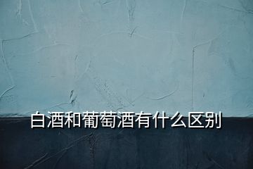 白酒和葡萄酒有什么區(qū)別