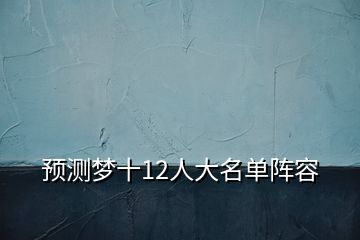 預(yù)測夢十12人大名單陣容