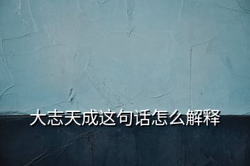 大志天成這句話怎么解釋