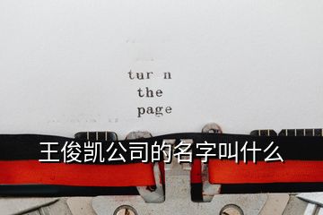 王俊凱公司的名字叫什么