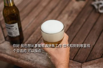 你好 我也想從事葡萄酒銷售工作 但不知到到哪里找個合適的 可以指點(diǎn)