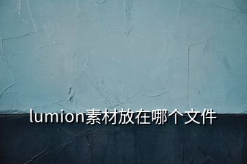 lumion素材放在哪個(gè)文件