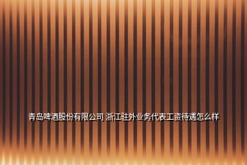 青島啤酒股份有限公司 浙江駐外業(yè)務代表工資待遇怎么樣