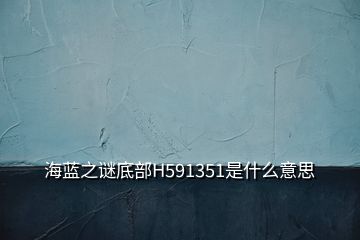 海藍之謎底部H591351是什么意思