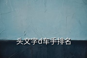 頭文字d車手排名