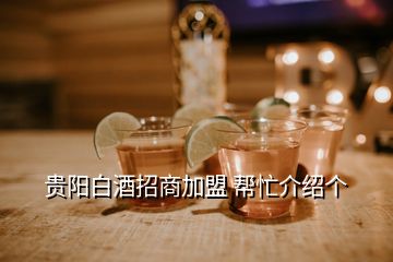 貴陽(yáng)白酒招商加盟 幫忙介紹個(gè)