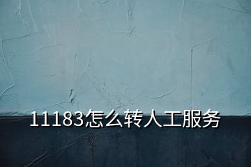 11183怎么轉(zhuǎn)人工服務(wù)