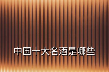 中國十大名酒是哪些