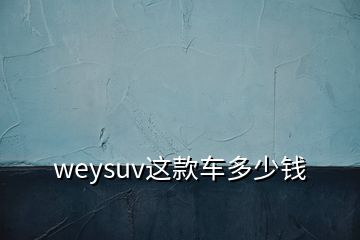 weysuv這款車多少錢