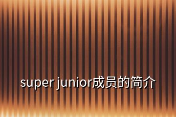 super junior成員的簡(jiǎn)介