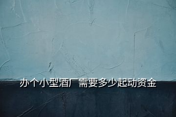 辦個小型酒廠需要多少起動資金