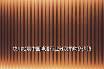 紋川地震中國(guó)啤酒行業(yè)分別捐助多少錢(qián)