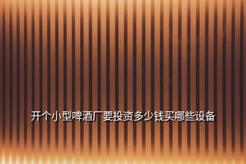 開個(gè)小型啤酒廠要投資多少錢買哪些設(shè)備