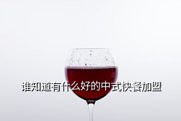 誰(shuí)知道有什么好的中式快餐加盟