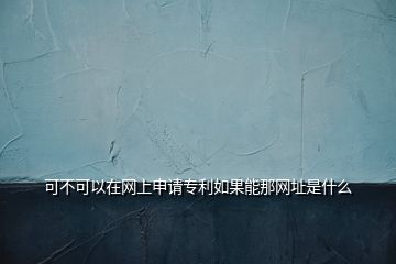 可不可以在網(wǎng)上申請專利如果能那網(wǎng)址是什么