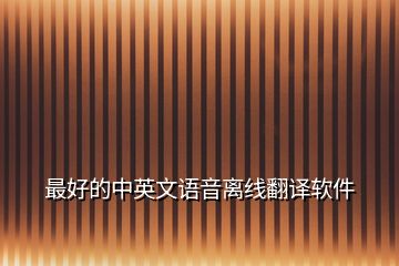 最好的中英文語音離線翻譯軟件