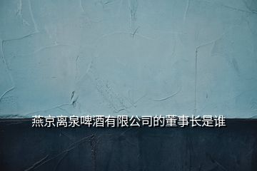 燕京離泉啤酒有限公司的董事長是誰