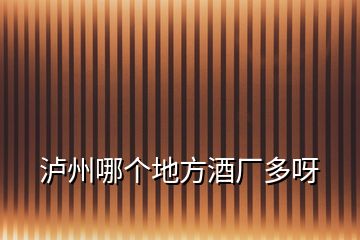 瀘州哪個(gè)地方酒廠多呀